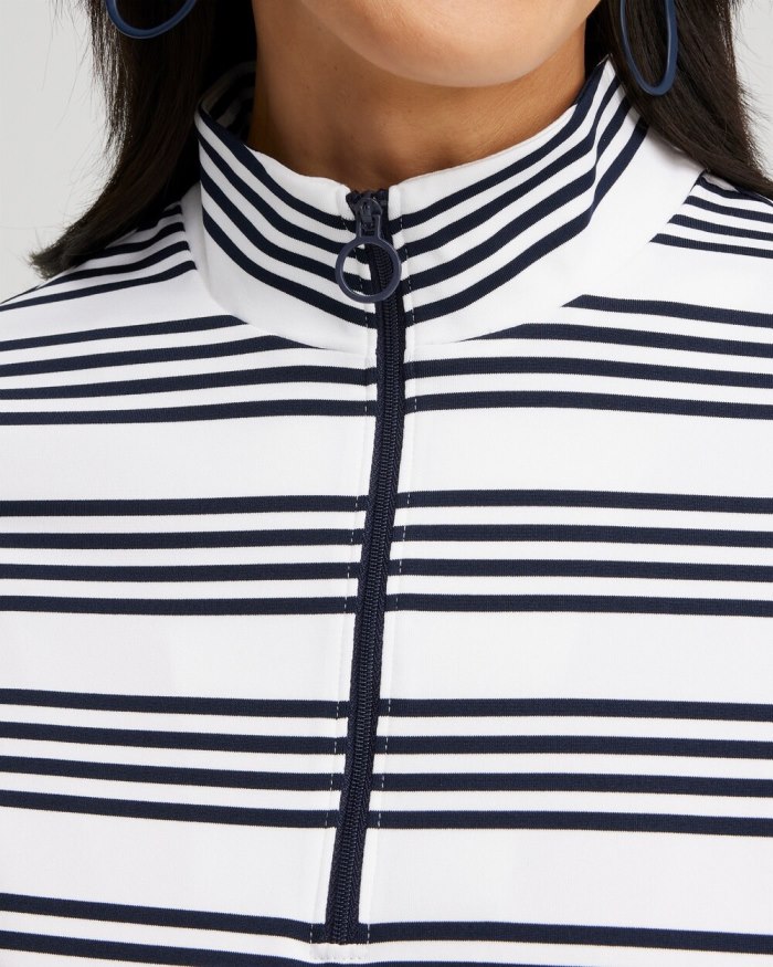 Chicos Zenergy UPF Stripe Long Sleeve Top - Classic Navy