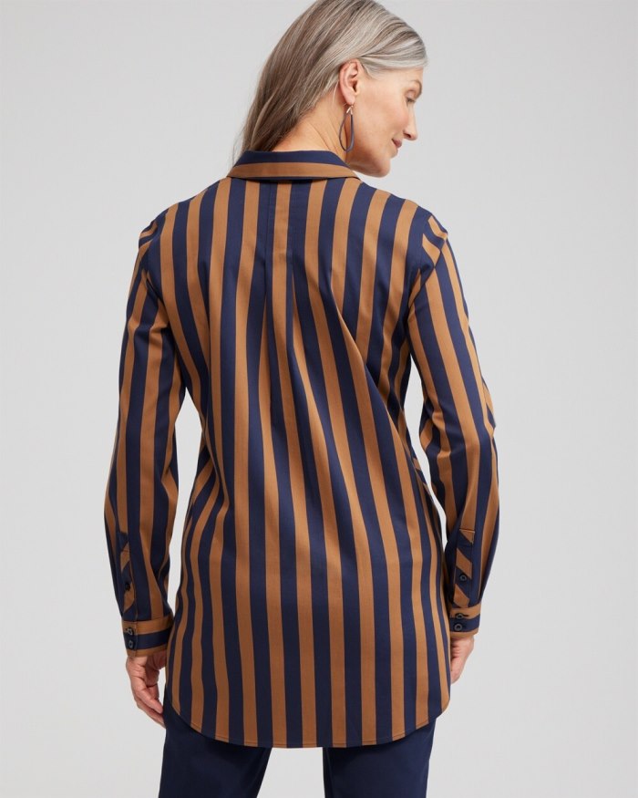 Chicos No Iron Stretch Stripe Tunic - Classic Navy