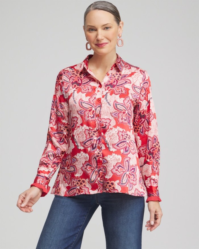 Chicos Floral Pleated Blouse - Ginger Rose