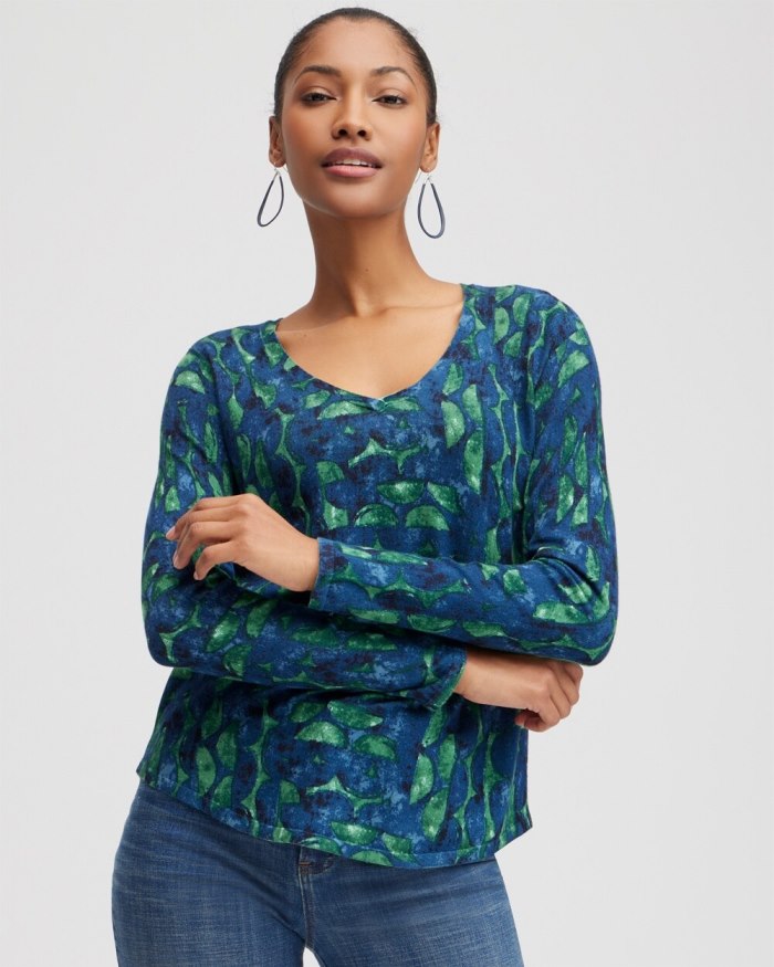 Chicos Spun Rayon Half Moon V-neck Pullover - Twisted Ivy