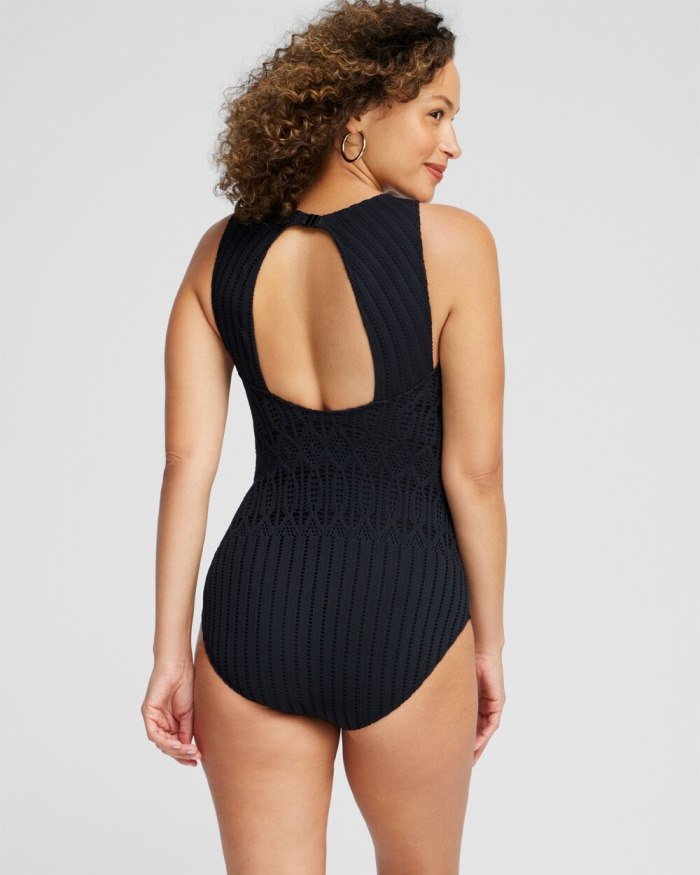 Chicos Gottex High Neck One Piece Swimsuit - Black