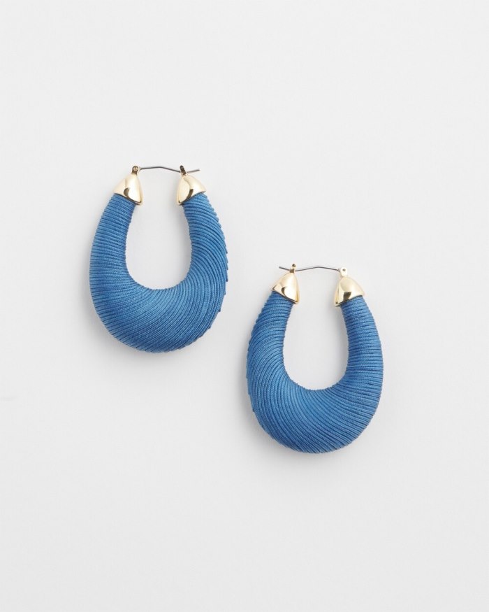 Chicos Blue Thread Wrapped Hoops - French Blue