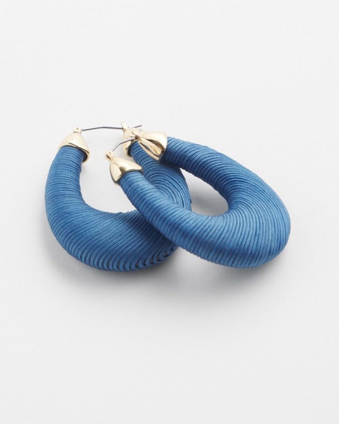 Chicos Blue Thread Wrapped Hoops - French Blue