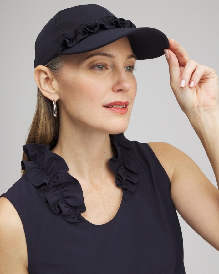 Chicos Neema UPF Ruffle Baseball Cap - Amparo Blue