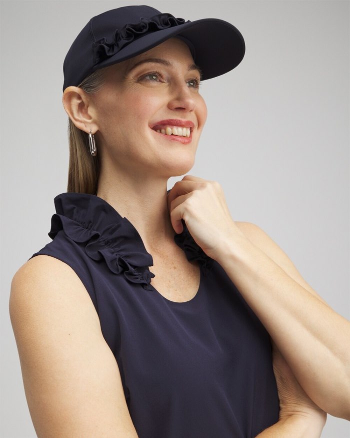 Chicos Neema UPF Ruffle Baseball Cap - Amparo Blue