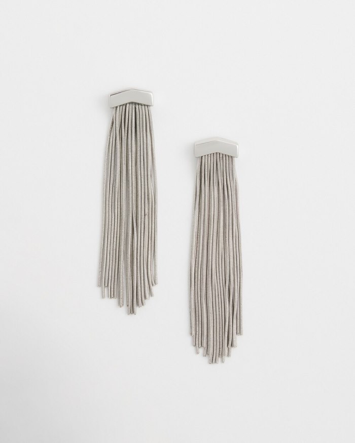 Chicos Silver Tone Tassel Earrings - Silver