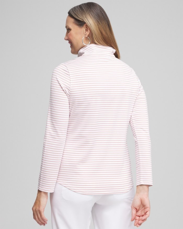 Chicos Zenergy UPF Stripe Long Sleeve Top - Magenta Rose