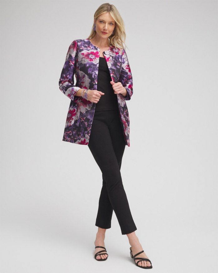 Chicos Floral Jacquard Topper - Purple