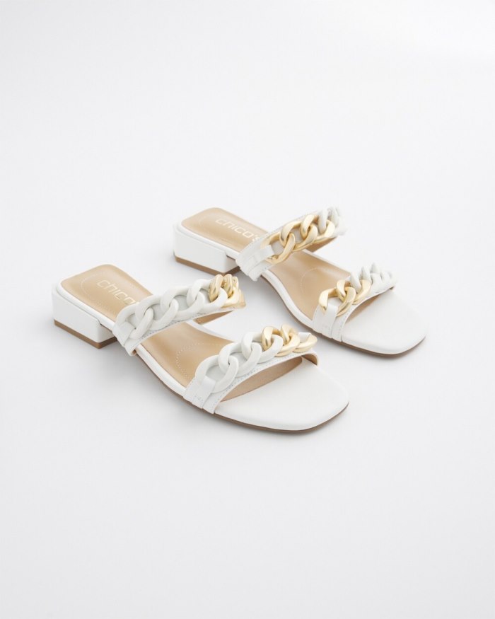 Chicos White Chain Link Sandals - White