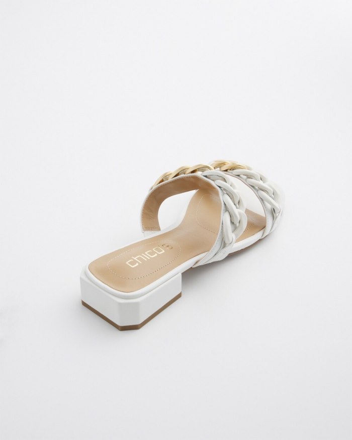 Chicos White Chain Link Sandals - White