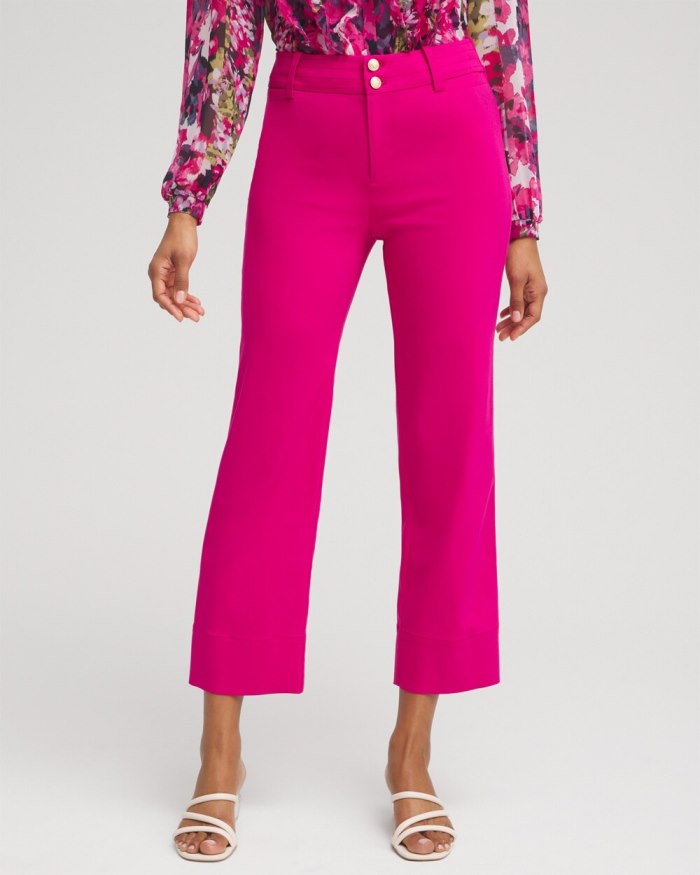 Chicos Trapunto Wide Leg Cropped Pants - Magenta Rose