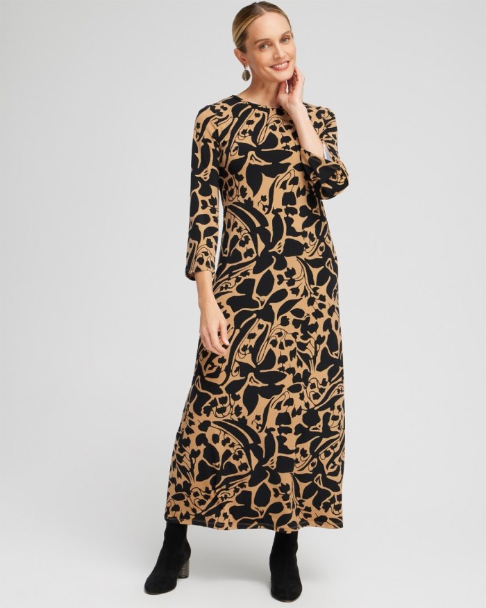 Chicos Abstract Flare Sleeve Maxi Dress