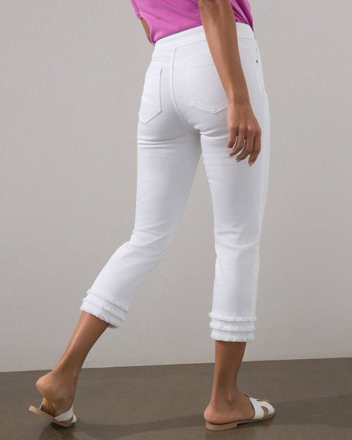 Chicos No Stain Triple Fray Pull-On Capris - Alabaster