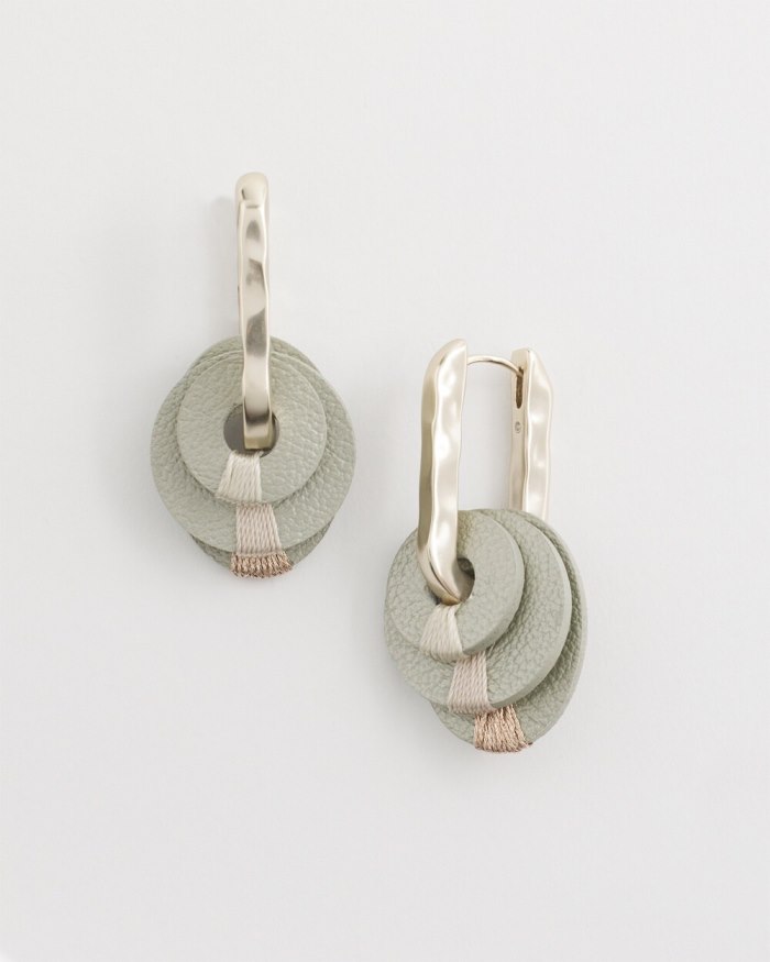 Chicos No Droop Gold Tone Leather Hoops - Smokey Taupe