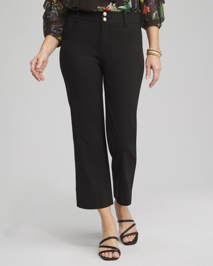 Chicos Trapunto Wide Leg Cropped Pants - Black