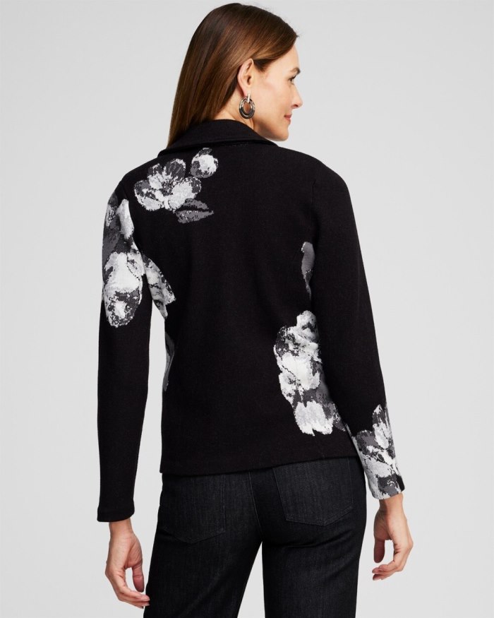 Chicos Floral Jacquard Jacket - Black