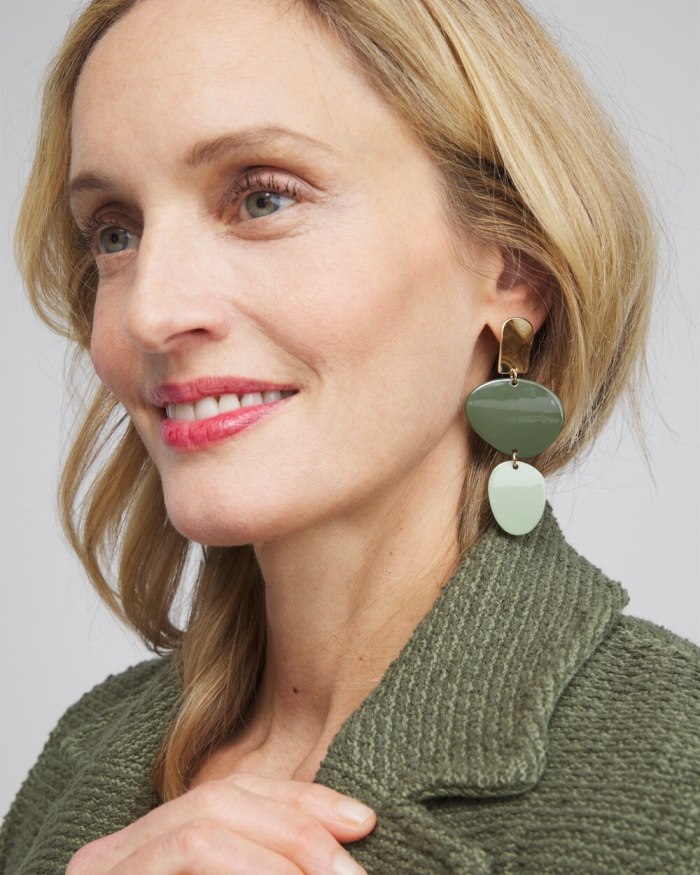 Chicos Linear Drop Earrings - Olive