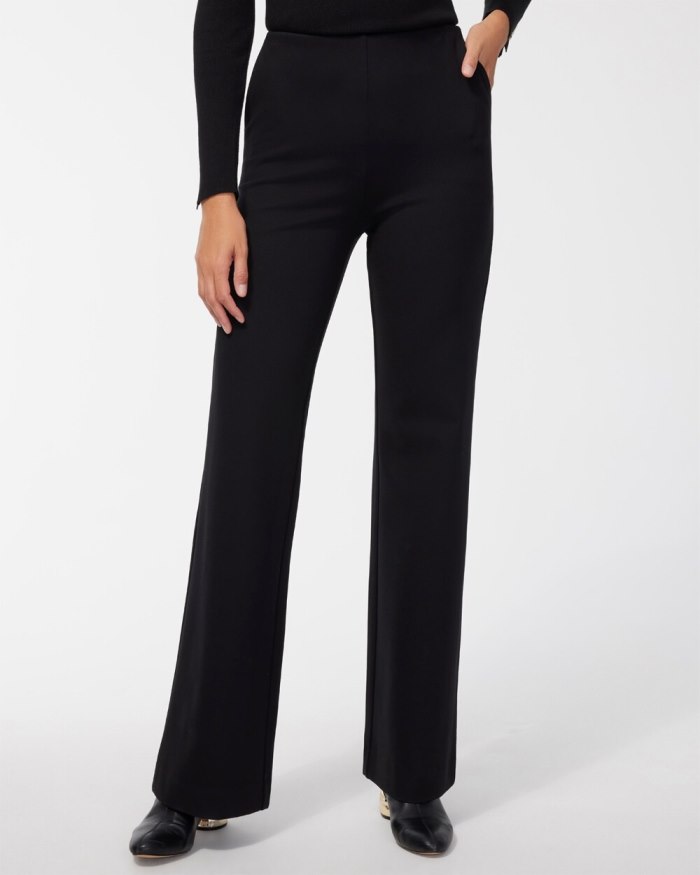 Chicos Ponte Pull-on Wide Leg Trouser Pants - Black