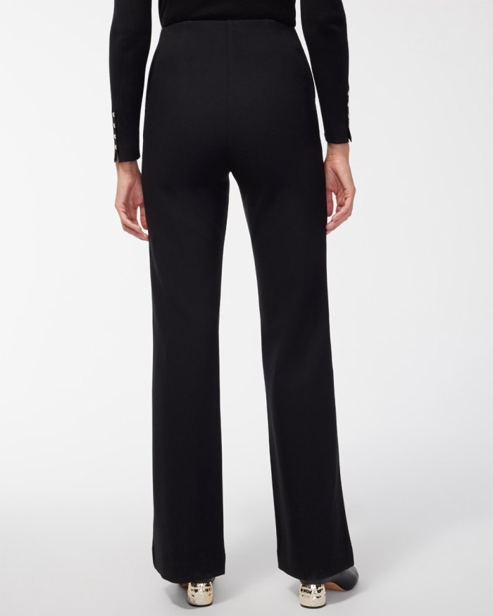 Chicos Ponte Pull-on Wide Leg Trouser Pants - Black