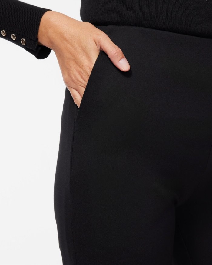 Chicos Ponte Pull-on Wide Leg Trouser Pants - Black