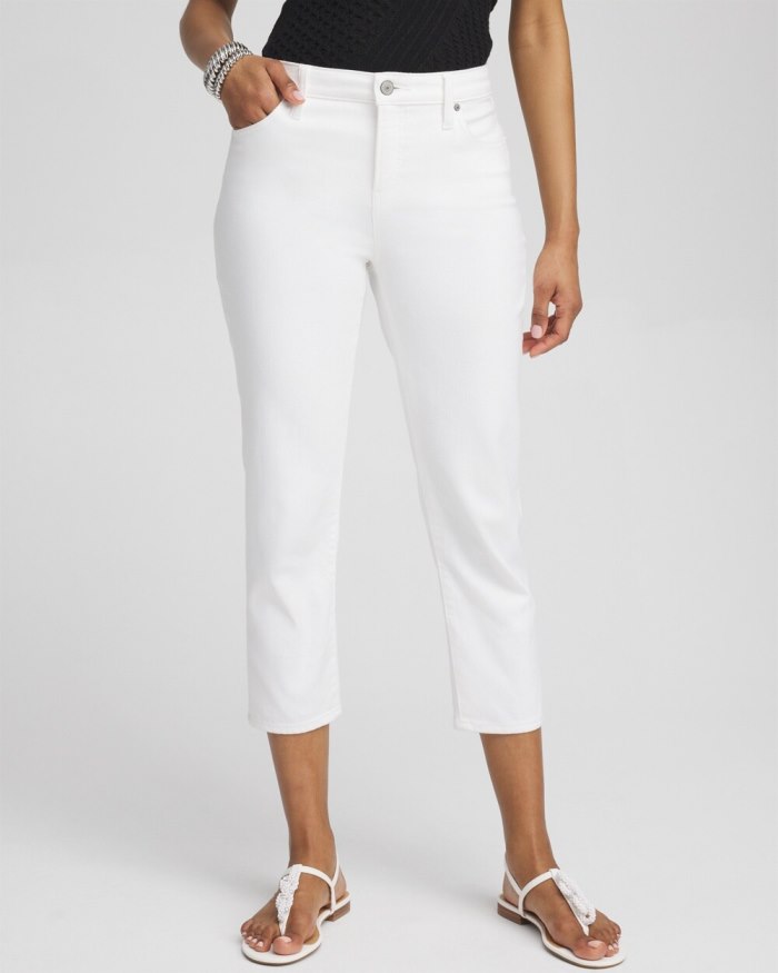 Chicos No Stain Girlfriend Cropped Jeans - Alabaster