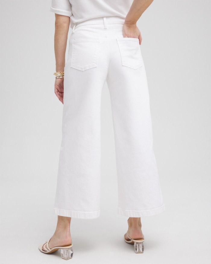 Chicos High Rise Wide Leg Cropped Jeans - Alabaster