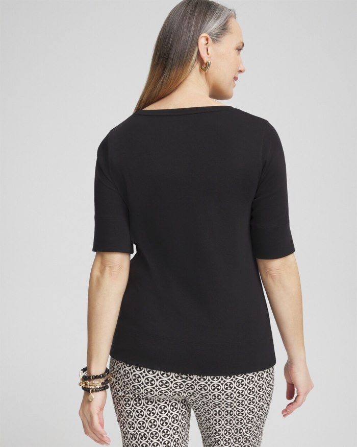 Chicos Jewel Neck Tee - Black