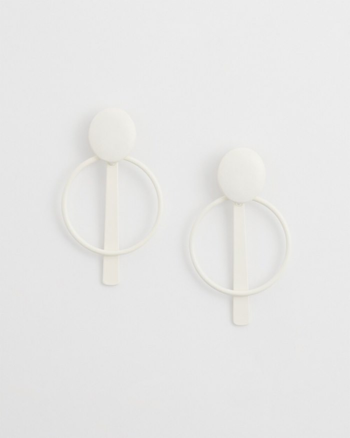 Chicos White Clip-on Drop Hoops - White