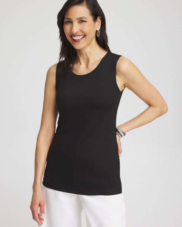 Chicos High Neck Microfiber Tank - Black