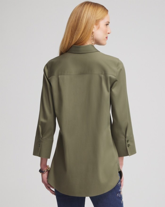 Chicos No Iron Stretch 3/4 Sleeve Tunic - Olive