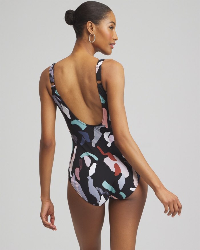 Chicos Gottex Rocky High Neck One Piece Swimsuit - Black/White