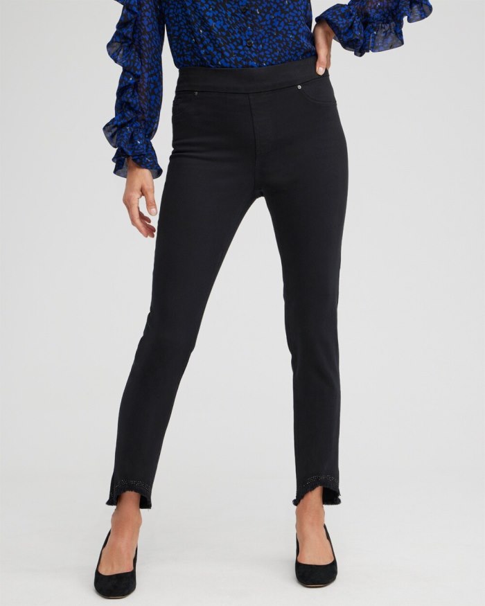 Chicos Embellished Tulip Hem Pull-on Jeggings - Black