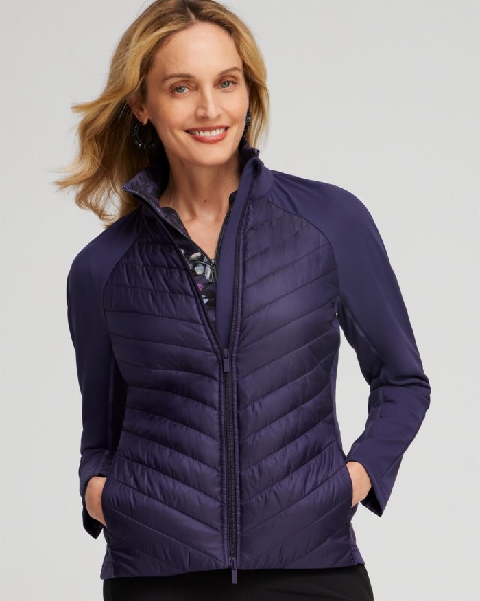 Chicos Zenergy Puffer Knit Mix Jacket - Dewberry