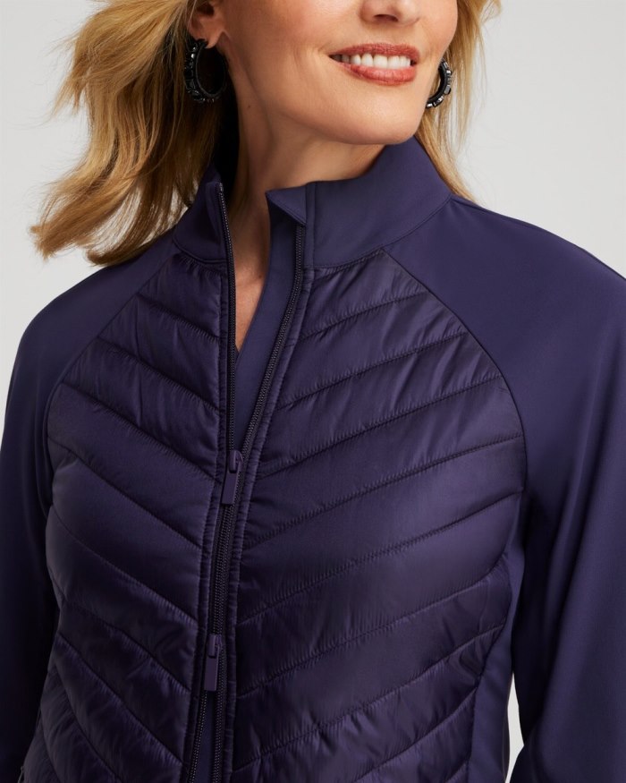 Chicos Zenergy Puffer Knit Mix Jacket - Dewberry