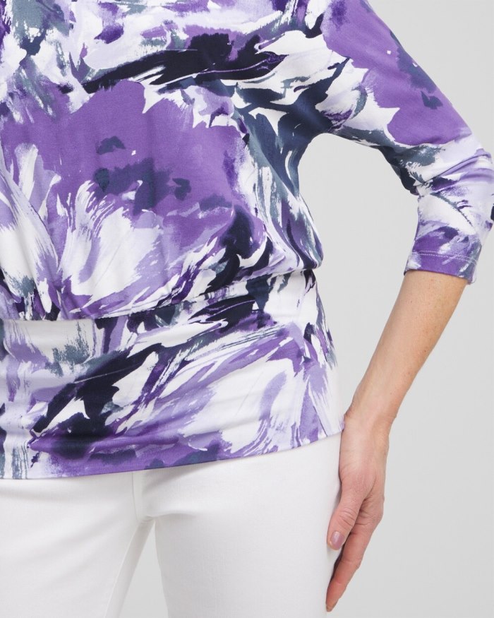 Chicos Touch of Cool Abstract Banded Hem Top - Parisian Purple