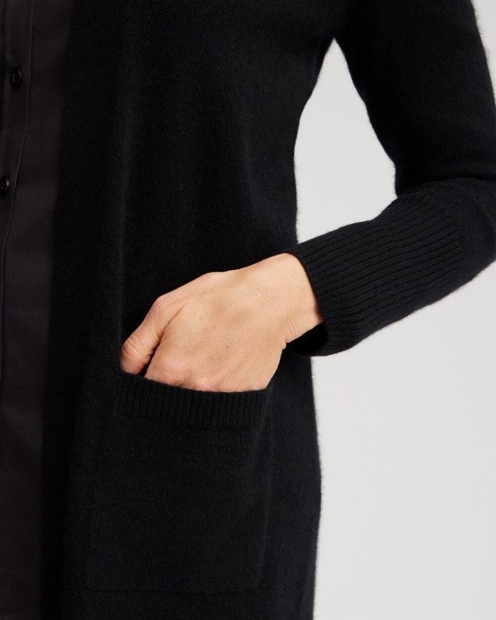 Chicos Cashmere Duster Cardigan Sweater - Black