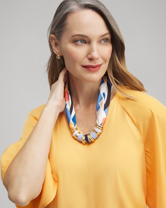 Chicos Adjustable Satin Scarf Necklace - Multi