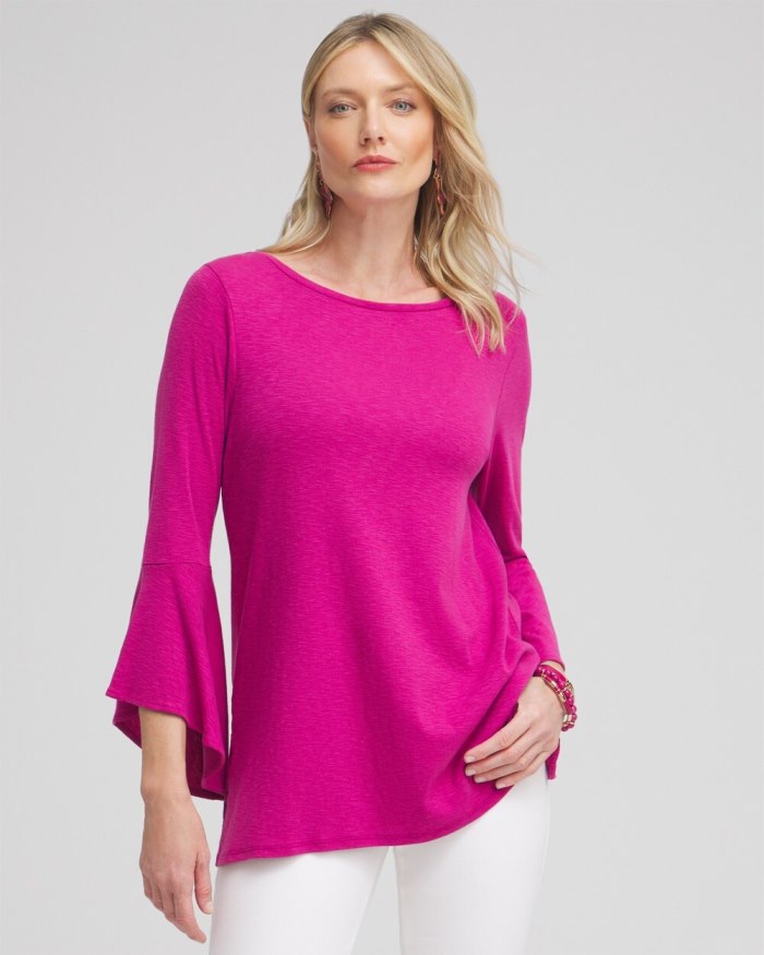 Chicos Flare Sleeve Tunic - Magenta Rose