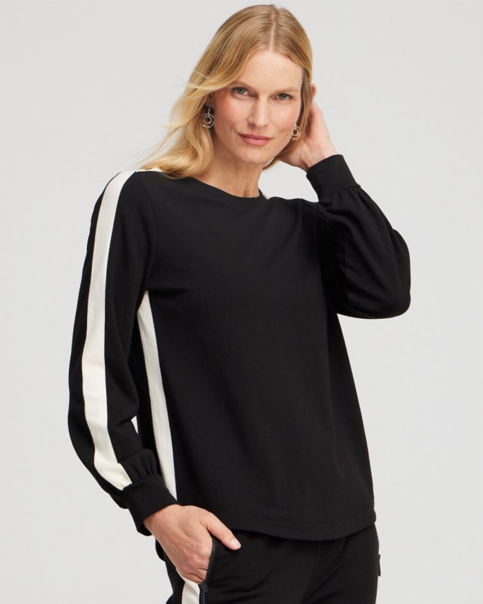 Chicos Zenergy French Terry Inset Sweatshirt - Black