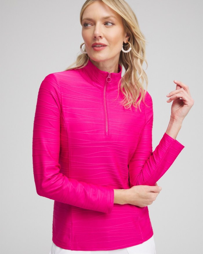 Chicos Zenergy UPF Knit Jacquard Pullover - Magenta Rose