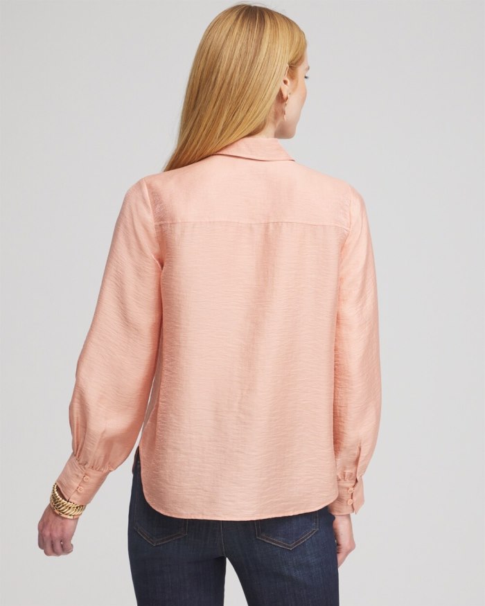 Chicos Shimmery Long Sleeve Shirt - Pink Clay