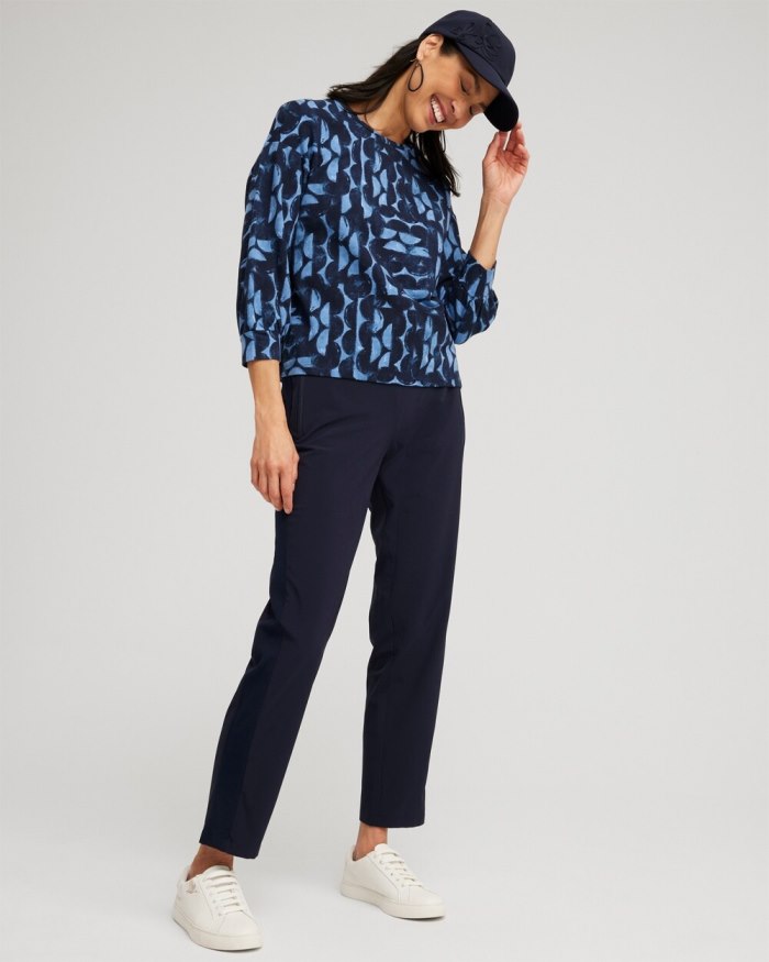 Chicos Zenergy Half Moon Print Pullover - Classic Navy