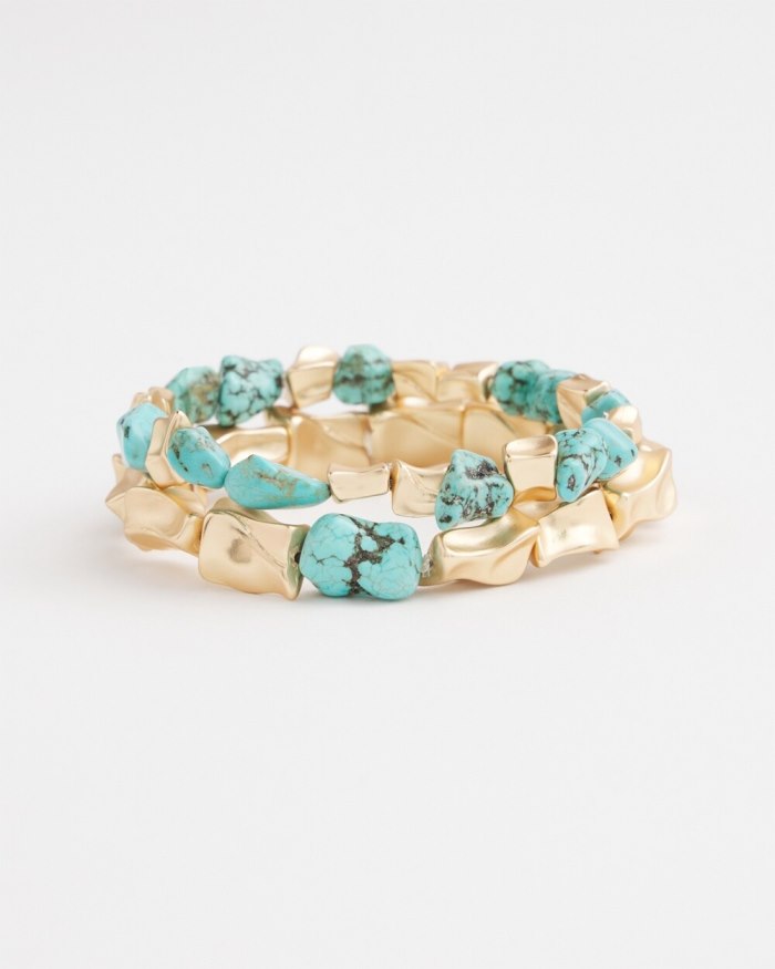 Chicos Turquoise Stretch Bracelet Set - Turq