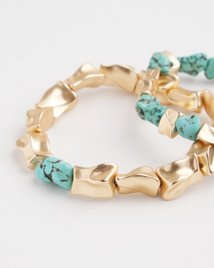 Chicos Turquoise Stretch Bracelet Set - Turq