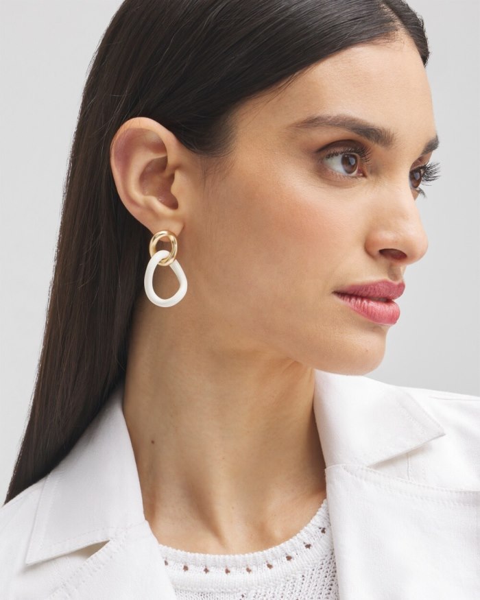 Chicos No Droop White Links Earrings - White