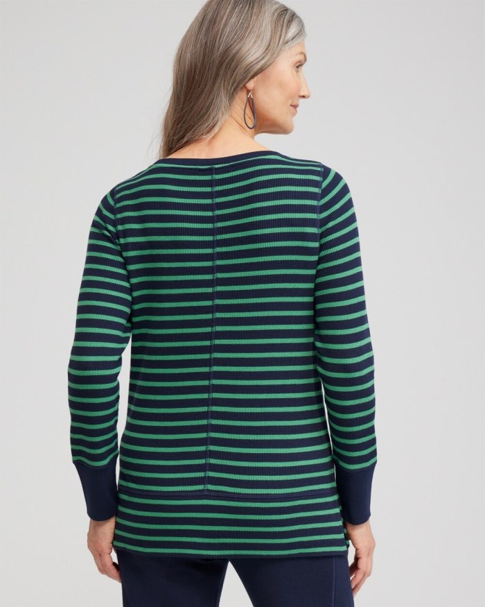 Chicos Zenergy Waffle Knit Stripe Top - Twisted Ivy