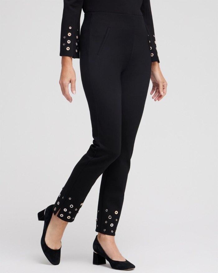 Chicos Juliet Grommet Detail Ankle Pants - Black