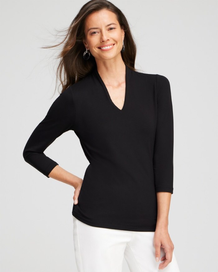 Chicos Touch of Cool 3/4 Sleeve Tee - Black