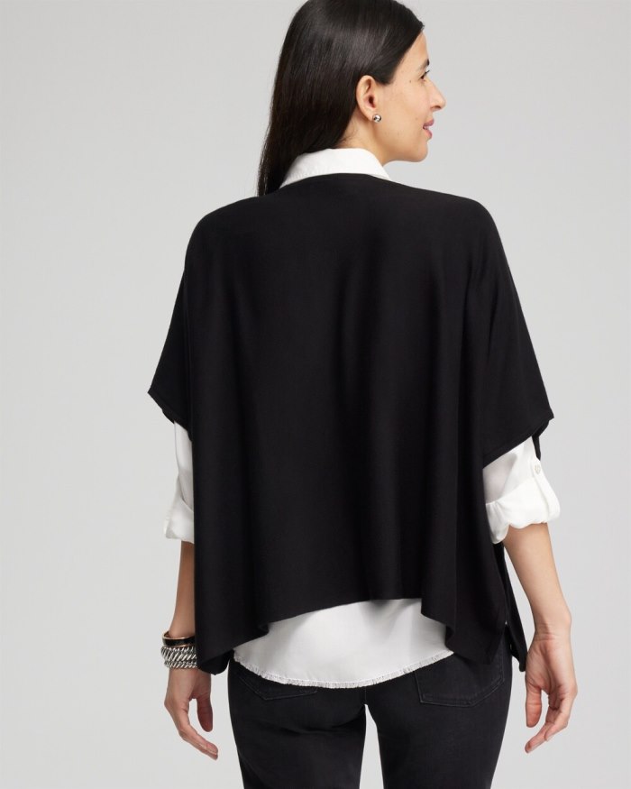 Chicos Embellished Poncho - Black