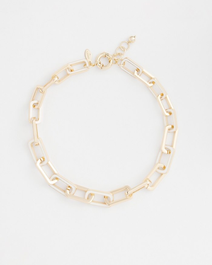 Chicos Enamel Chain Necklace - White
